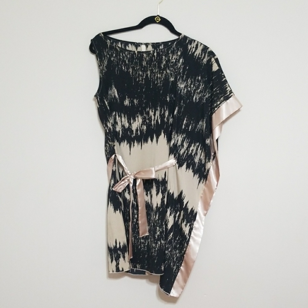 Hello Miss Asymmetrical Black and Beige Cocktail